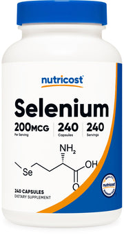 Nutricost Selenium 200mcg capsule close-up for daily wellness support.