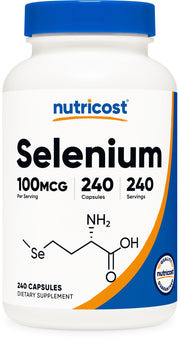 Nutricost Selenium bottle front view for daily wellness support.