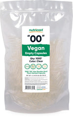 Nutricost size 00 empty capsules, clear and plant-based for easy DIY blends
