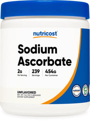 Nutricost Sodium Ascorbate powder is pure and easy to mix into beverages.