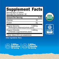 Nutricost Spirulina Chlorella tablets poured illustrate easy daily intake