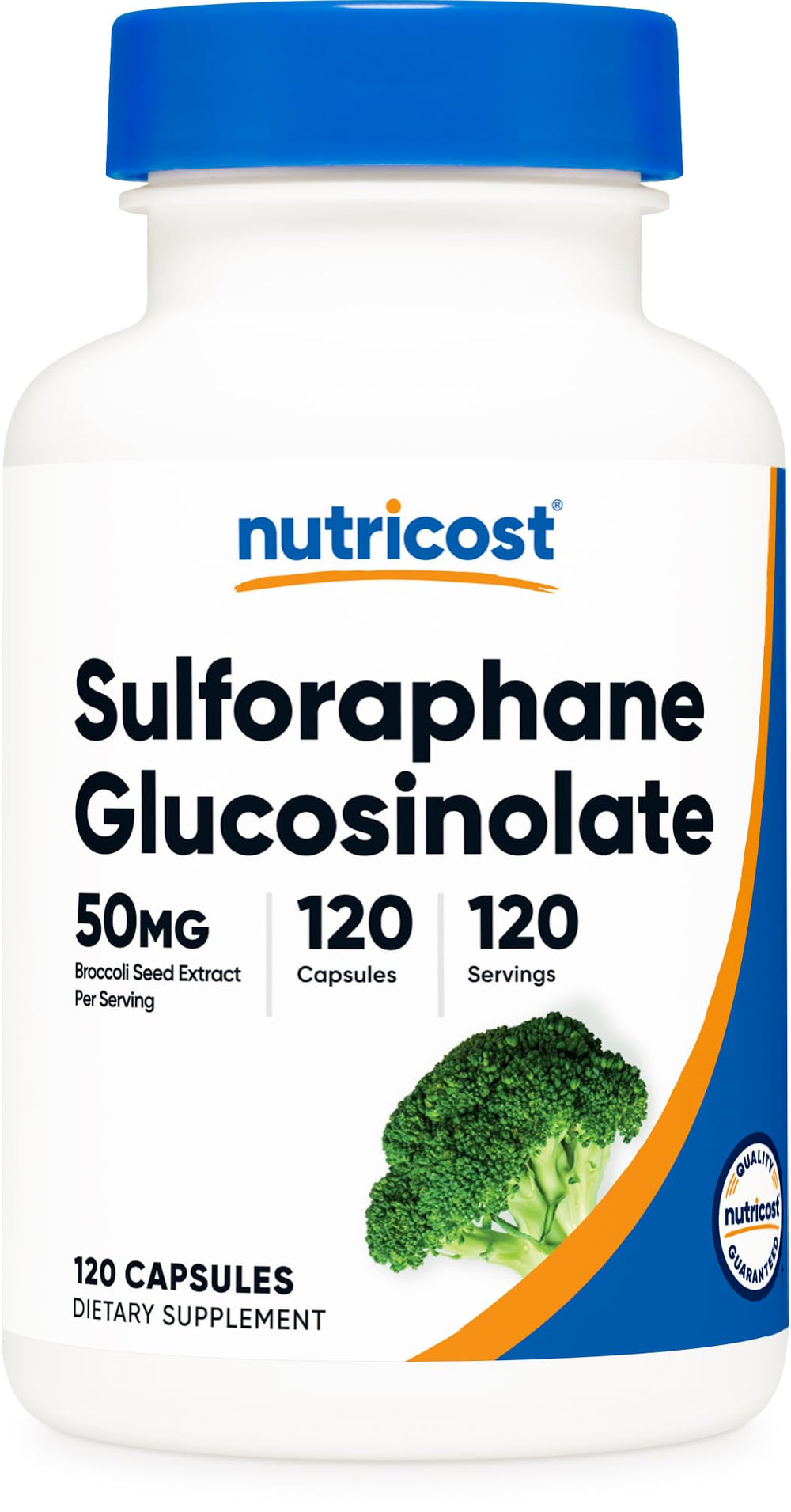 Nutricost Sulforaphane SGS bottle cap for easy daily use.
