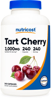 Nutricost Tart Cherry Extract bottle showing 240 vegetarian capsules