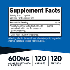 Close-up of Nutricost Turkesterone capsules, vegan-friendly option.