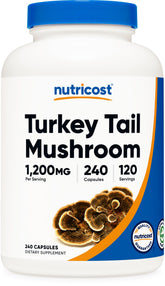 Nutricost Turkey Tail capsules bottle ready for daily wellness routine.