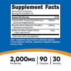 Nutricost Turmeric Boswellia label close-up highlighting curcuminoid content.
