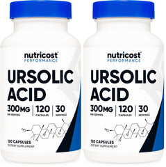 Nutricost Ursolic Acid 300mg bottle front showing high potency per pack