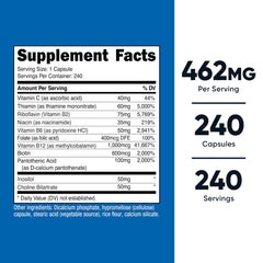 Nutricost Vitamin B Complex capsules close-up, supporting daily energy levels