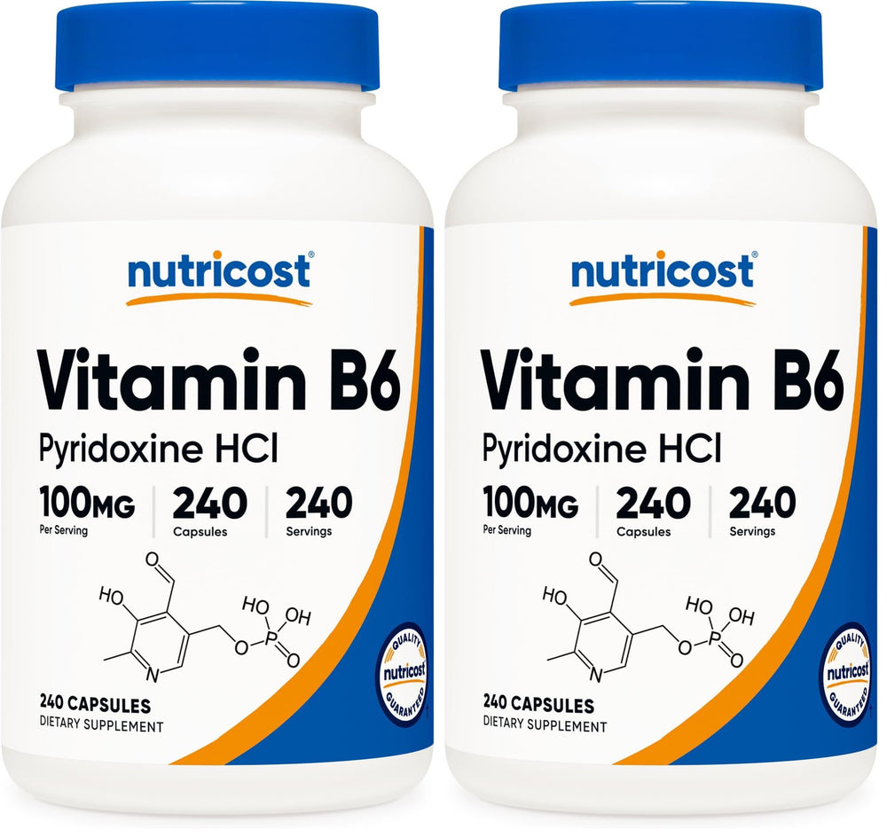 Nutricost Vitamin B6 100mg bottle front view for daily supplementation
