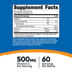 Nutricost Vitamin C Gummies being poured from a bottle for easy daily use