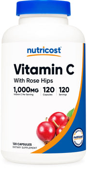 Nutricost Vitamin C with Rose Hips bottle for daily supplementation.