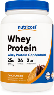 Nutricost Whey Concentrate Chocolate Peanut Butter bottle for post-workout shakes