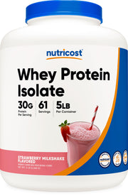 Nutricost Whey Isolate Strawberry Milkshake bottle ready for post-workout recovery.