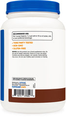 Nutricost whey protein concentrate chocolate packaging highlighting GMP-compliant production.