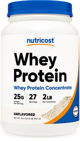 Nutricost Whey Protein Concentrate unflavored bottle for easy everyday shakes
