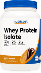 Nutricost Whey Protein Isolate chocolate peanut butter 2lb tub for post-workout shakes