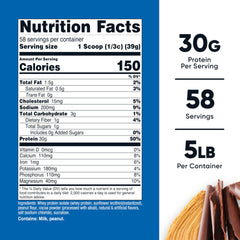 Scoop of Nutricost whey protein isolate with 30 g protein per serving.