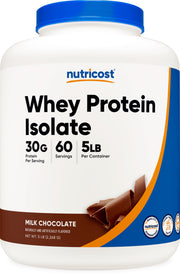 Nutricost Whey Protein Isolate Milk Chocolate 5lb bag for high-protein fueling