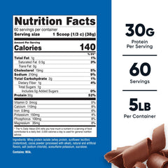 Nutricost Whey Protein Isolate Milk Chocolate label highlights protein per serving