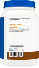 Close-up of the Nutricost label on a bottle highlighting isolate formula.