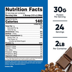 Nutricost Mocha whey isolate scoop beside a shaker for quick shakes.