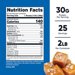 Nutricost Salted Caramel scoop measuring a precise 30g serving.