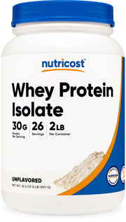 Nutricost Whey Protein Isolate unflavored bottle showing pure isolate for clean shakes