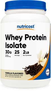 Nutricost Whey Protein Isolate Vanilla bottle shown for quick daily shakes