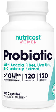 Nutricost Women Probiotic bottle with 10 Billion CFU for daily digestive comfort
