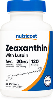 Nutricost Zeaxanthin with Lutein bottle front view for daily eye support