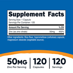 Nutricost Zinc Citrate capsules close-up for easy daily use.