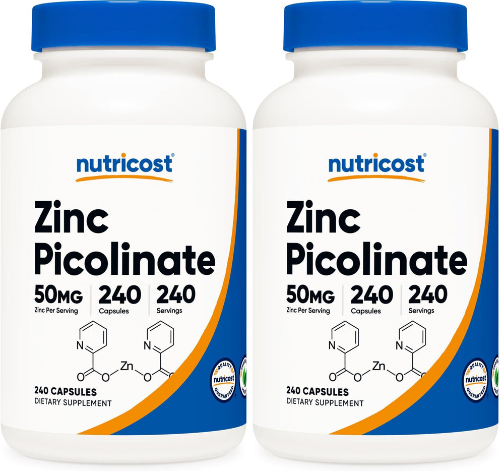 Nutricost Zinc Picolinate 50 mg bottle for daily support.
