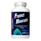 NutriCrafters Protect Minerals bottle showing capsules for steady daytime energy.