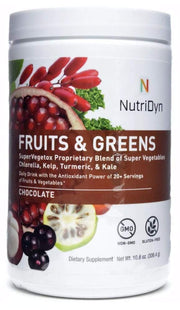 Nutridyn Fruits and Greens Super Vegetox bottle pour showing easy daily use and antioxidant potential