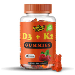 Nutrient Byte vitamin d3 k2 gummies berry pack; supports bone health for kids.