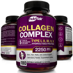 NutriFlair collagen powder scoop ready to blend into beverages.