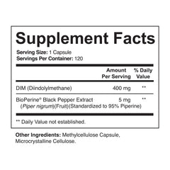 NutriFlair DIM 400mg bottle label with 120 vegan capsules