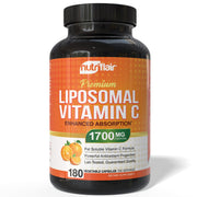 NutriFlair Liposomal Vitamin C 1700mg bottle emphasizes vegan wellness.