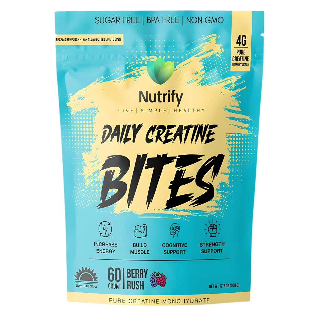 Nutrify Daily Creatine Gummies bottle on the counter for convenient daily use.