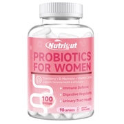 NutriGut Probiotiques Femmes – flacon et gélules, soutien digestif potentiel et équilibre intestinal.