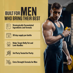Nutrimend IQ Male Performance Burner bottle label highlighting third-party testing and transparency.
