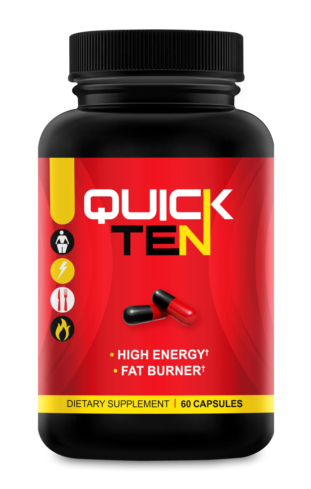Nutriment Quick Ten bottle front view, highlighting a premium metabolism booster for focus and energy.