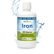 NutriNoche Liquid Iron bottle pour shows easy daily dosing for flexible iron support.