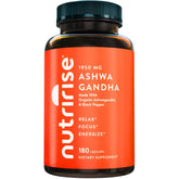 NutriRise Ashwagandha bottle front promotes calm energy and natural stress support
