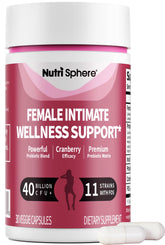 NutriShpere Women’s Probiotics bottle showing 40 Billion CFU and 11 strains for daily balance