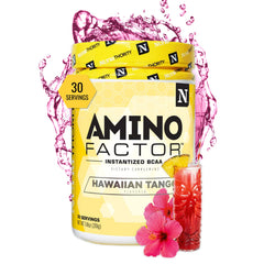 Nutrithority BCAA powder tub ready for post-workout recovery and hydration.
