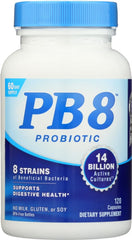 Nutrition Now PB8 probiotic acidophilus bottle front view supports daily digestive balance.