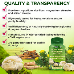 Nutrition Restore Lions Mane capsules with cordyceps and rhodiola blend.