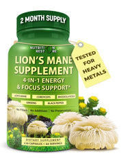 Nutrition Restore Organic Lion's Mane capsules in a bottle for daily focus and energy.