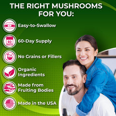 Nutrition Restore Organic Mushroom Complex capsules ready for convenient daily energy support